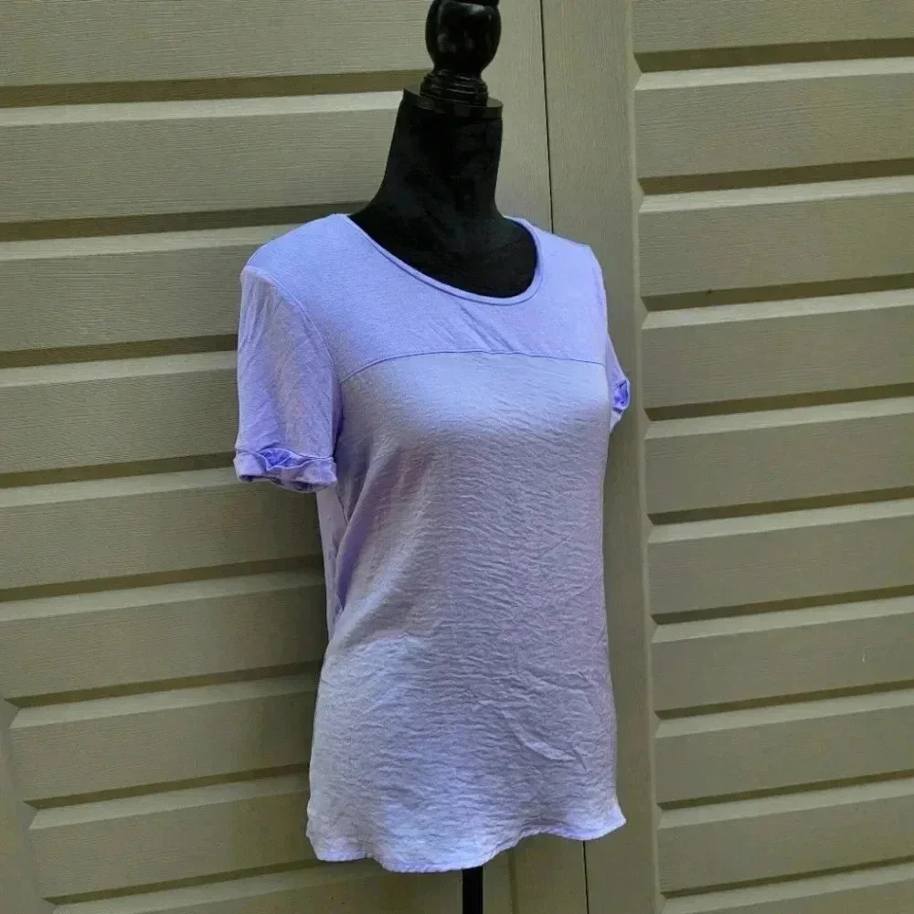 apt.9 LAVENDER Purple Crew NECKLINE Stretch Knit Top SHIRT Women S